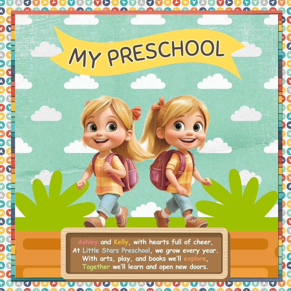 Twin siblings sharing their preschool experience.